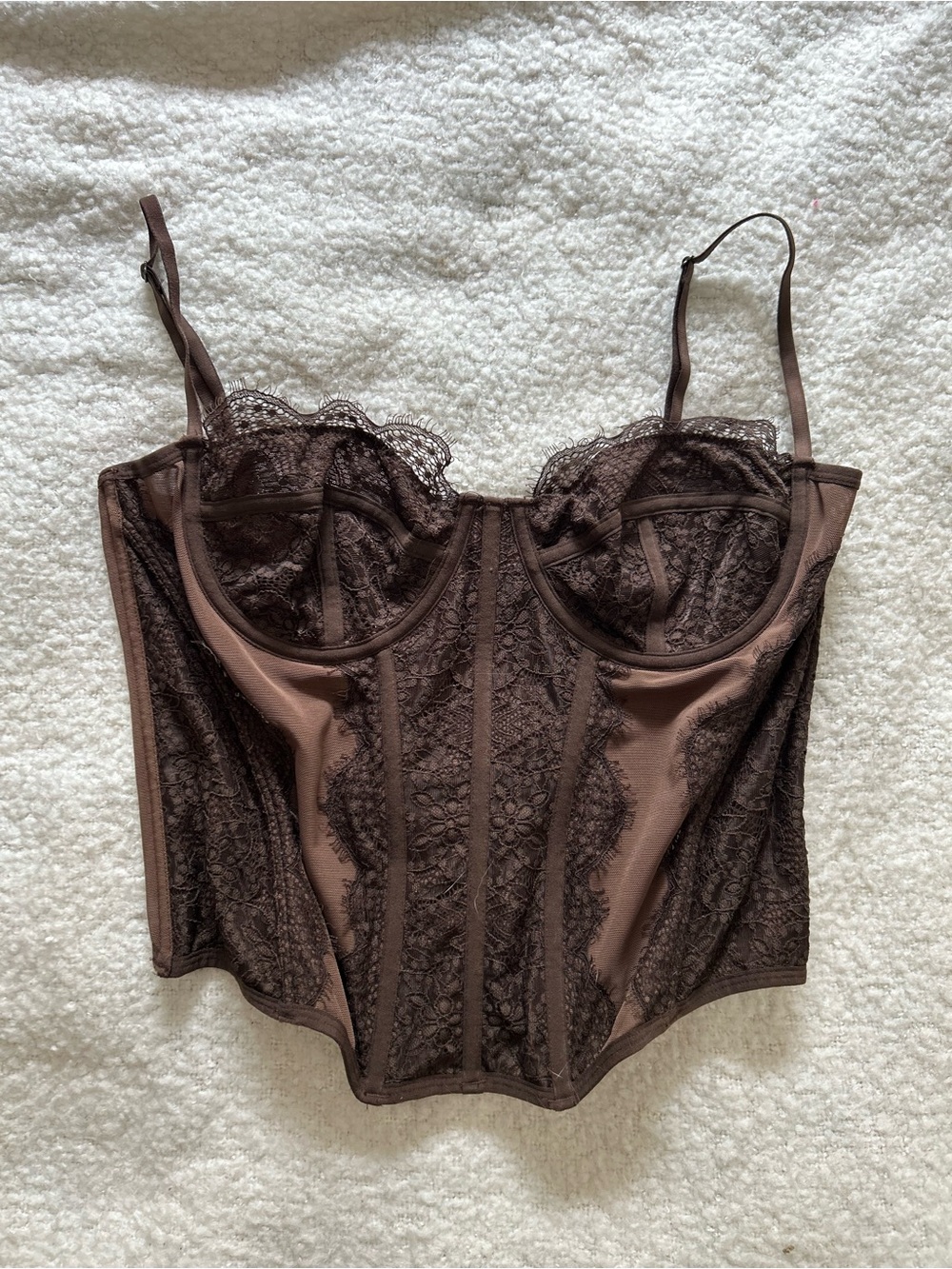 Urban Outfitters Chocolate Brown Lace Bustier Top